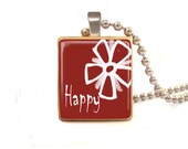HAPPY Scrabble tile pendant ,happy necklace pendant  , happy jewelry  - Sale  Buy 3 Get 1 free