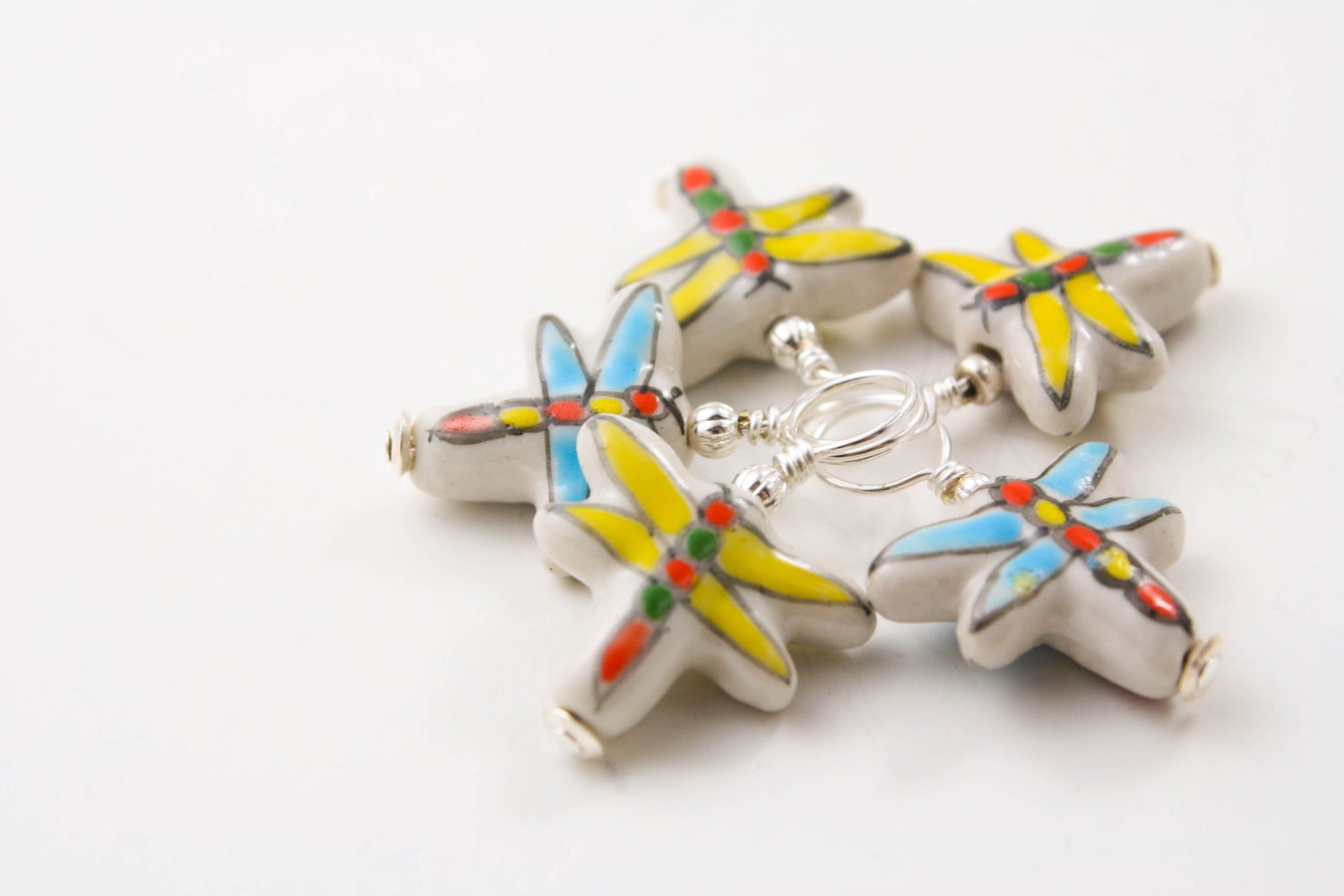 Dragonfly Lovelies- Knitting Stitch Markers- Set of 5- Large