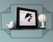 Custom Silhouette Full Body Wedding Couple Portrait - Framed  8x10 Art Print