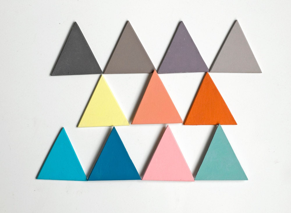 Colorful Triangles Chalkboard Write On Re-Usable  Magnets, Choose Your Colors, Set of 4