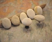 Beach & River Rock Cabinet Knobs - Set of 7 Cream Stones