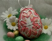 Easter Egg Ornament Quilted Pink and White Daisy