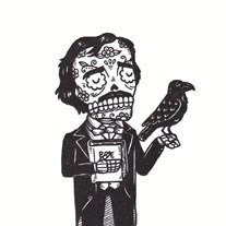 Edgar Allan Poe Calavera Limited Edition Gocco Serigraph