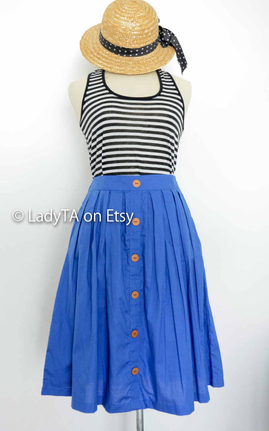 60's Style Full Skirt in Blue