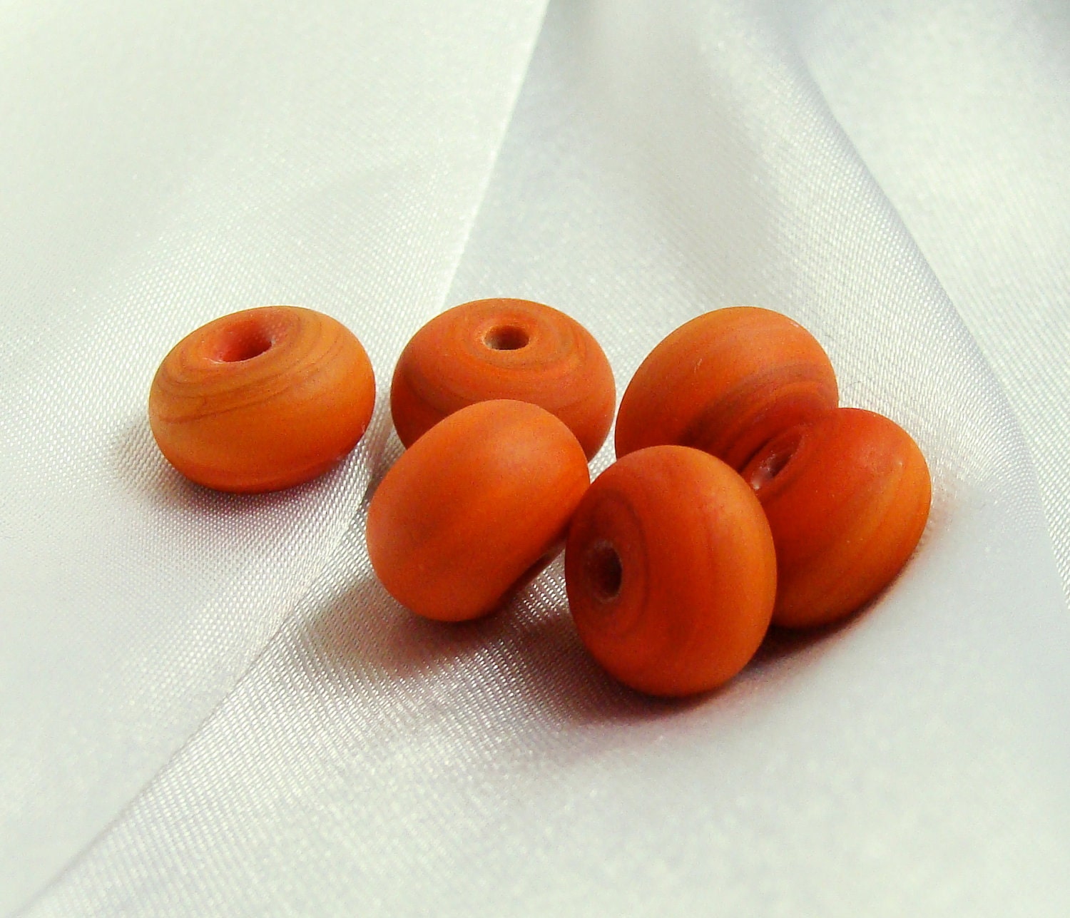 Etched Matte Finish Lampwork Beads Orange Sandstone