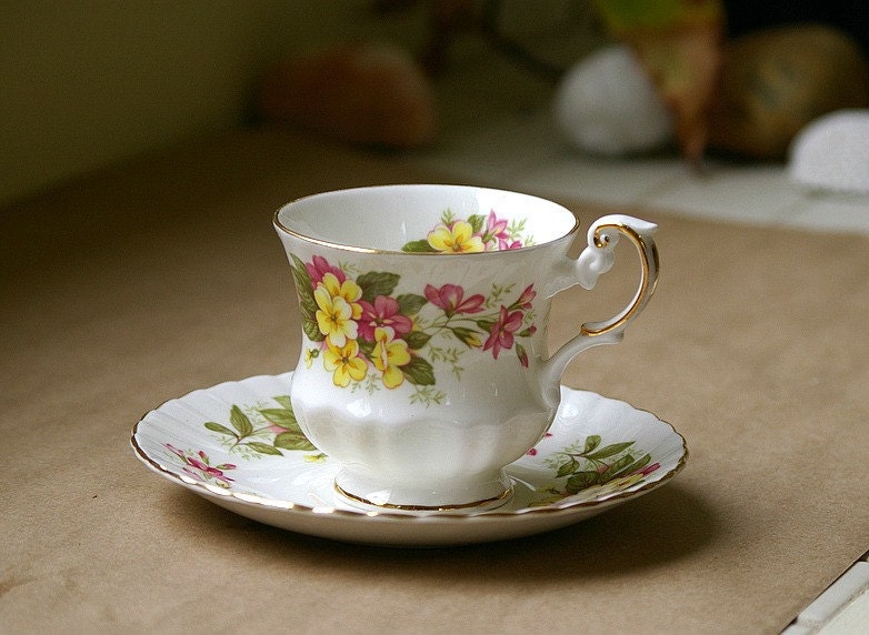 A Rosina Wild Flowers Fine Bone China Rosina Tea Cup and Saucer - JimmyVintage