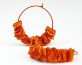 Tangerine Orange Earrings Hoops Upcycled Tshirt by TrashN2Tees - TNTees