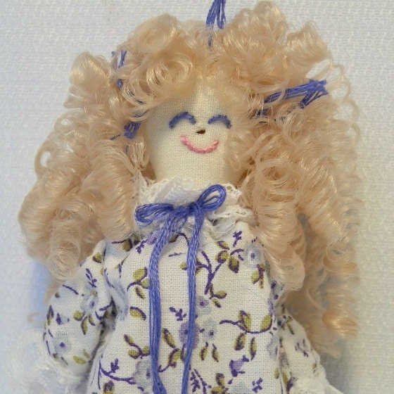 Miniature Handmade Rag Doll - Ornament or Toy