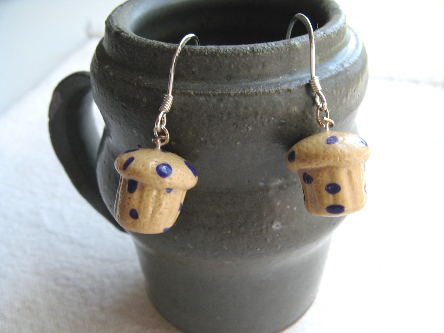 Polymer Blueberry Muffin Clay Earrings Sterling Silver