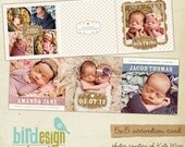5x5 Accordion card -Twins Birth Announcement - Doubly blessed- E356