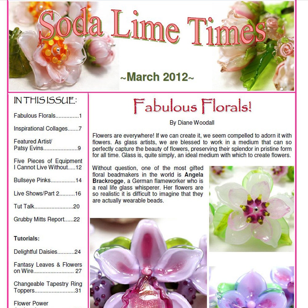 Soda Lime Times Lampworking Magazine - March 2012 by Diane Woodall