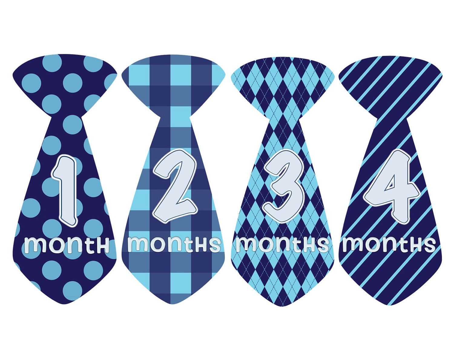 Baby Month Stickers Baby Boy Monthly Onesie Stickers Blue Teal Argyle Tie First Year Month Stickers Baby Shower Gift Photo Prop Brady