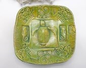 Sea Turtle Seahorse hand built Bowl Serving Plate