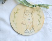 Little Giraffe Portrait , Original Watercolor on wood