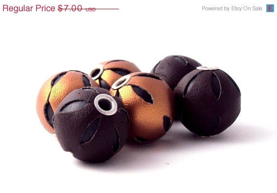 50% OFF 16mm Brown Faux Leather Beads, Basketball Wives, 6 pieces
