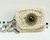 Change Purse Key Holder Key Chain Coin Pouch Crochet Mini Purse with Key Ring Swivel Hook Clasp Vintage Button 2 x 1.75 inches (SAND Color)