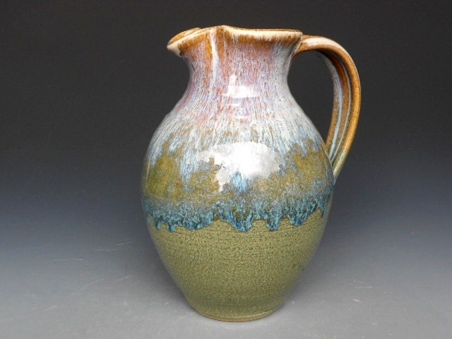 Flower Vase Pitcher Blue Green