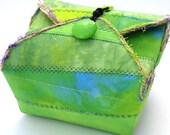 Handmade Fabric Box, Bright Lime Green - PolkadotPossum