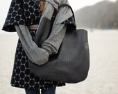 Black Oversized Leather Hobo Bag