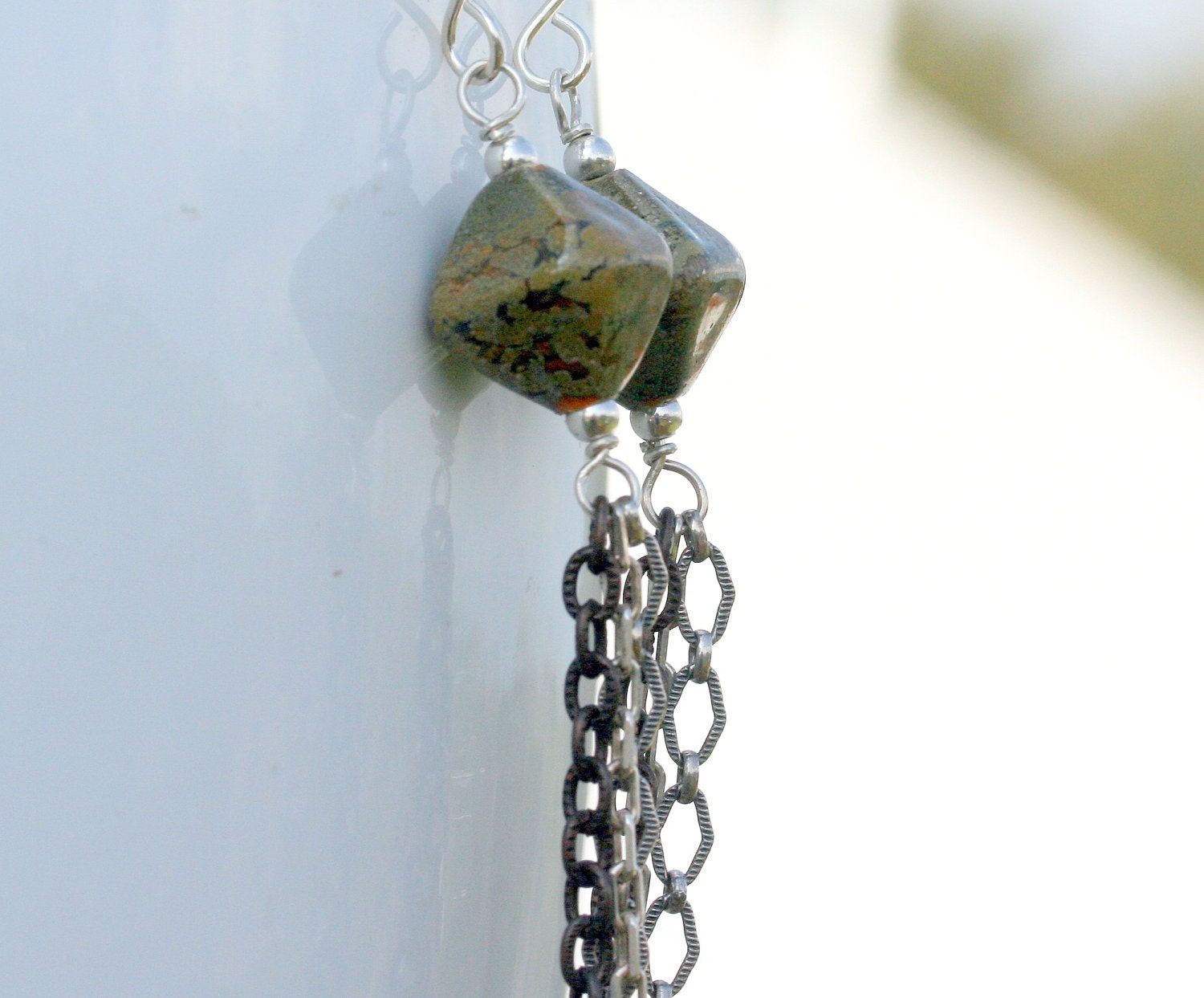 Copper Cascades artisan lampwork and sterling silver earrings