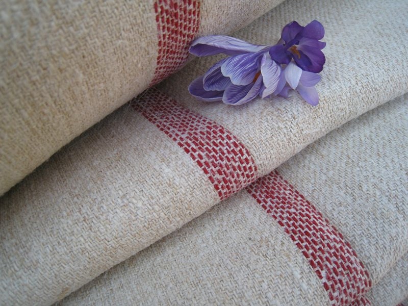 antique handloomed hemp linen FRENCH RED 13.11y  runner cushion just WOW