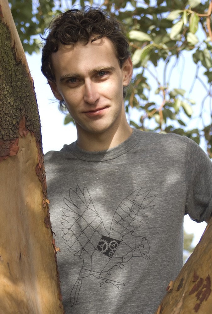 Mechanical Bird Tee Organic Cotton Unisex Crew LARGE