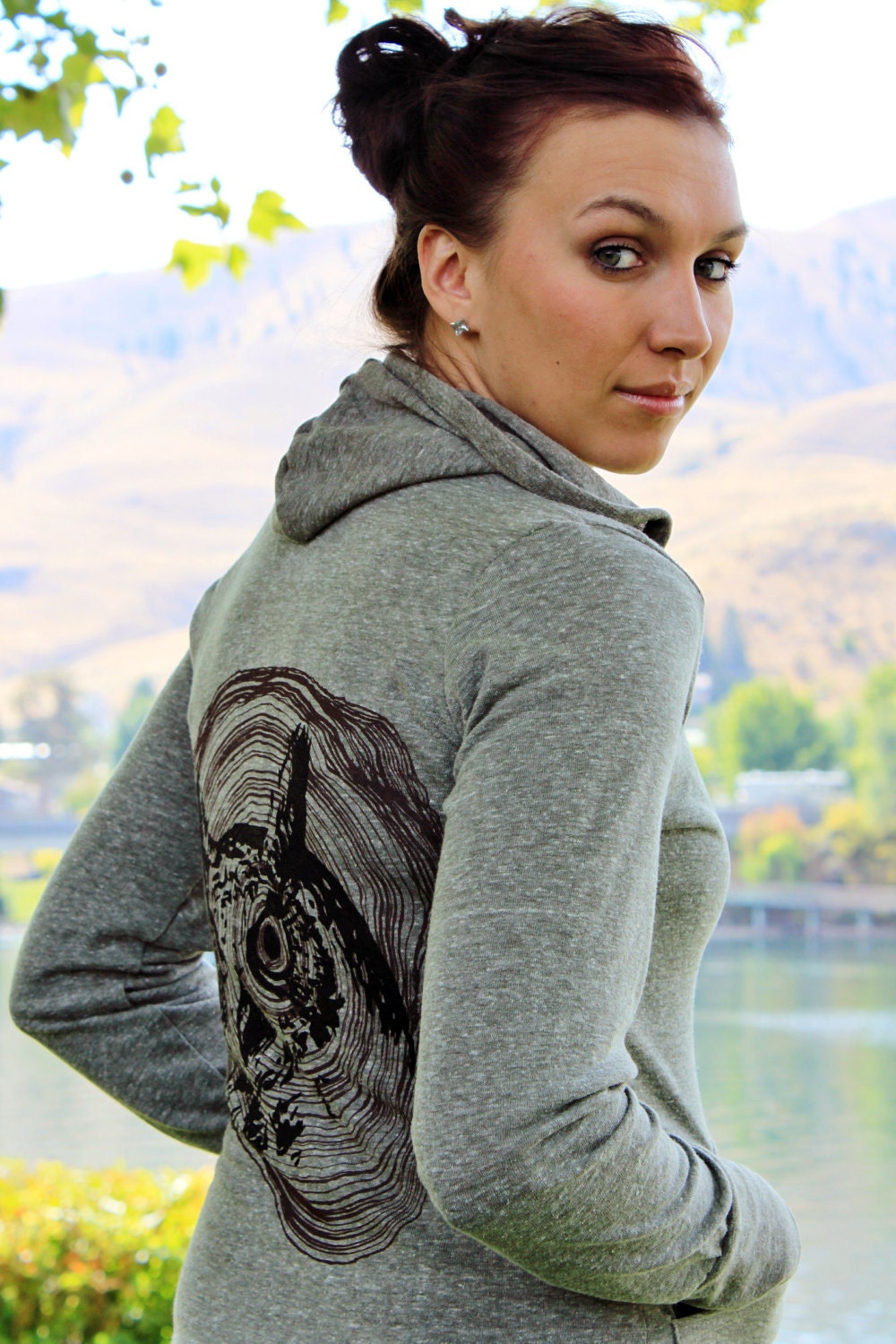 Owl Hoodie Organic Cotton Zip Sweatshirt Unisex SMALL