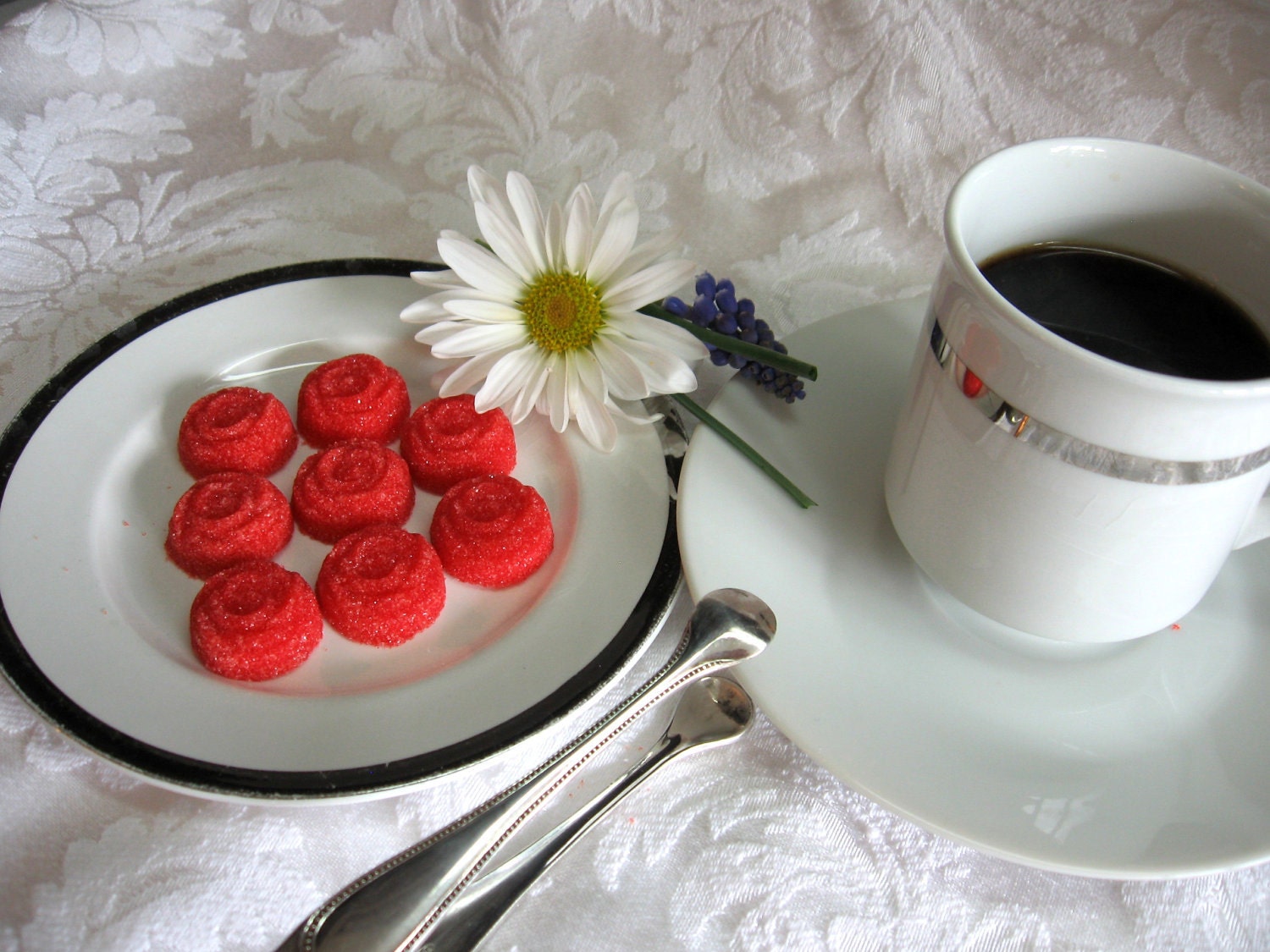 3 Dozen Red Rose Sugar Cubes for Little Tea Parties, Garden Party, Showers, Graduation, Embellishments