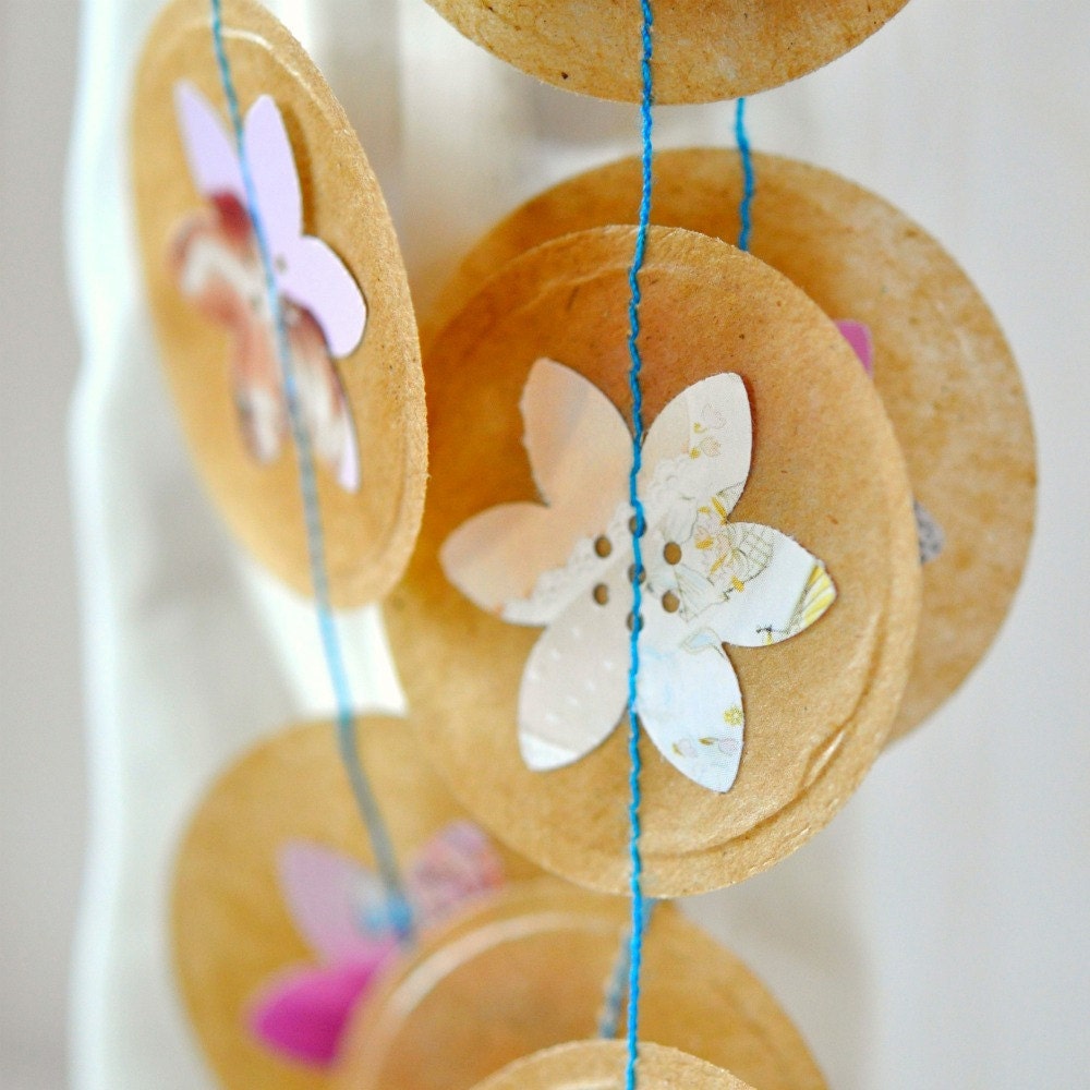 Wax Paper Garland Floral Pink Garden