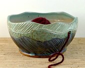 Large Asheville mountains pottery yarn bowl