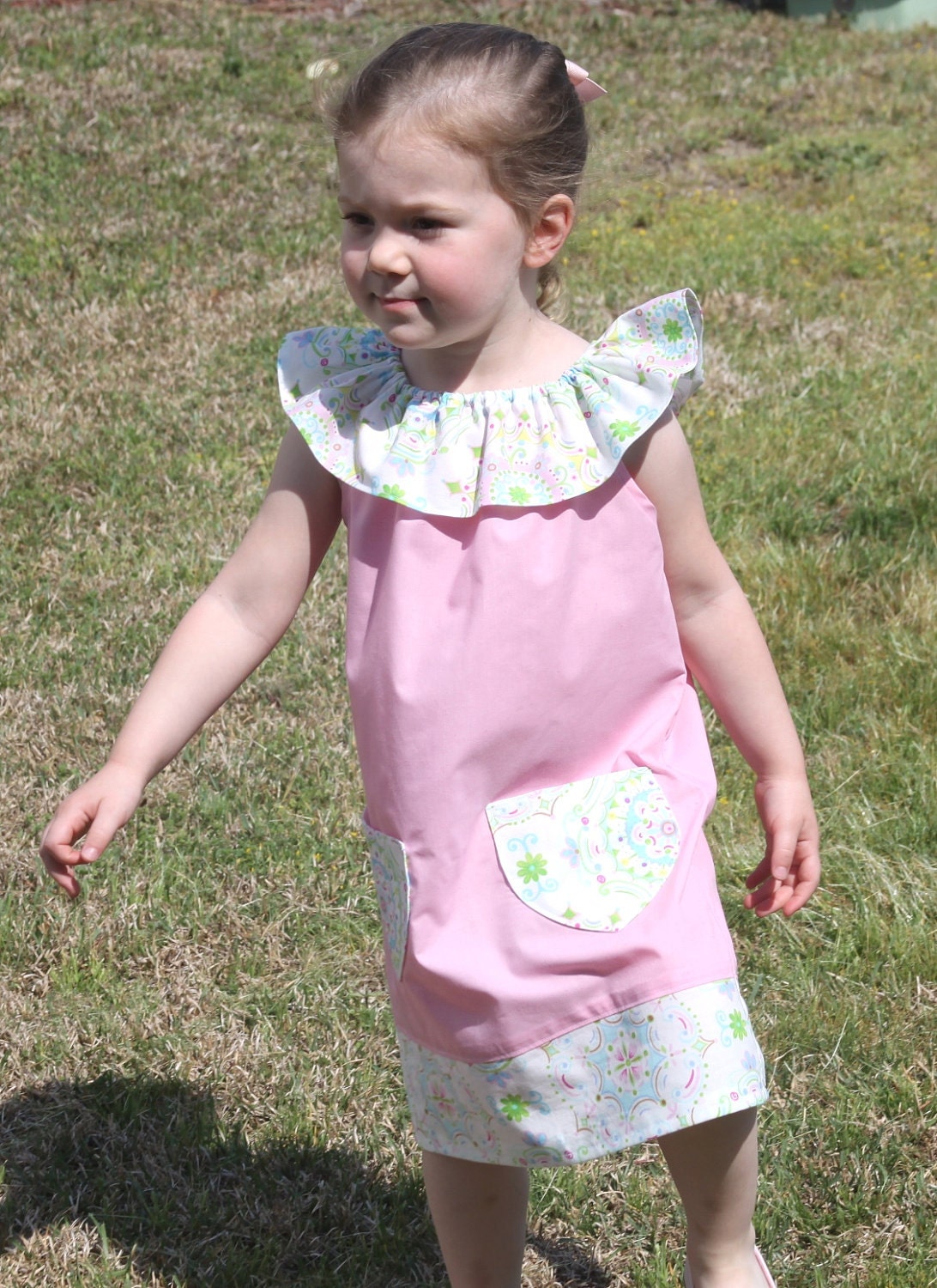 On Sale Now - Charlotte Ruffle Neck Dress- Custom Boutique Clothing - 6m, 12m, 18m. 24m/2T, 3T, 4T, 5T, 6T  - Spring & Easter