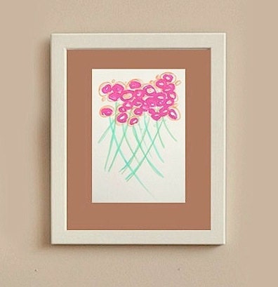 PiNK PoSiES - original abstract modern painting - gallery fine art original - contemporary interior design - ooak home wall decor - flowers