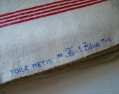 antique french métis kitchen towel, four stripes - joellecutro