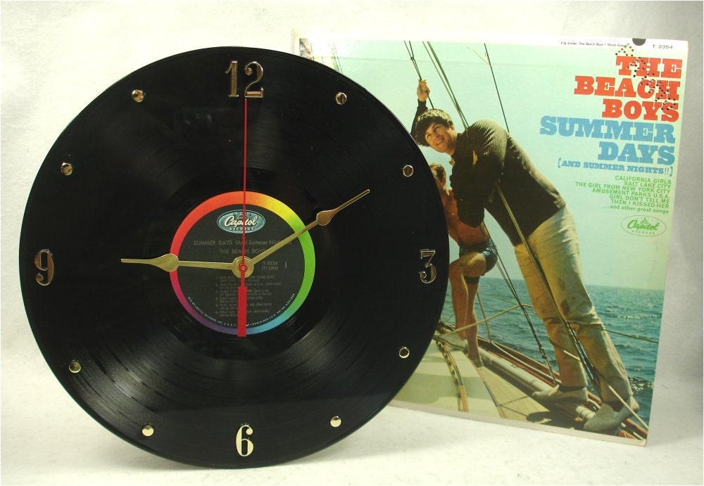 BEACH BOYS Summer Days - Recycled Vinyl Record Wall Clock