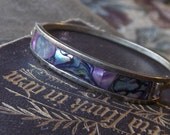 Vintage Sterling Silver and Abalone Cuff Bracelet