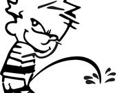 Calvin Peeing Vinyl Sticker