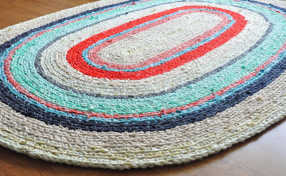 Reserved for Leah - Custom Colors 4'x6' Oval Rag Rug