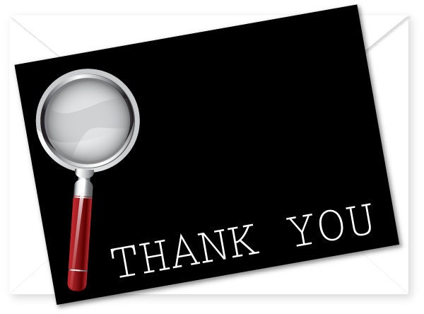 Spy Birthday Party Thank You Card