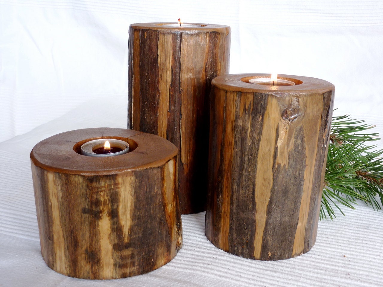 THE LODGEPOLE Candle Holders:  Rustic Hand-peeled Lodgepole Pine Candle Holders - SpeakingMountain