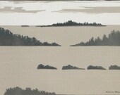 Grey Coast Landscape - Original Linocut Print (LAST ONE) Listing