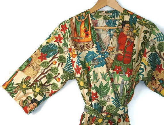 Plus Size Kimono Style Robe. Dressing Gown.  Wrap or Cover Up.  Frida.