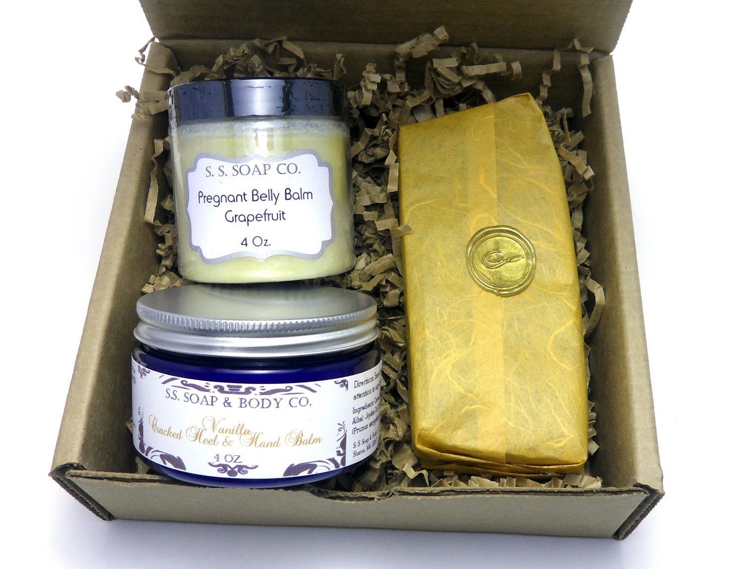 Mom To Be Bath Gift Box Set - Soap Pregnant Belly Balm Heal and Hand Balm