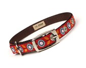 orange and brown mod flora metal buckle dog or cat collar (1/2 inch)