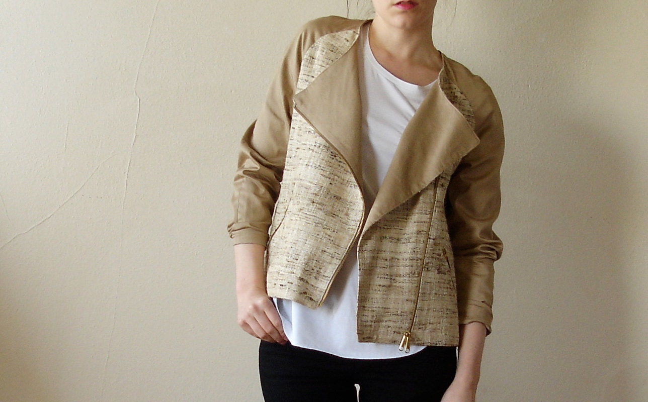 Moto Jacket Small Raw Silk