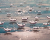 Crazy dreams with floating boats on blue sea by Kitoki, fine art print, photograph 8x12 - kitoki