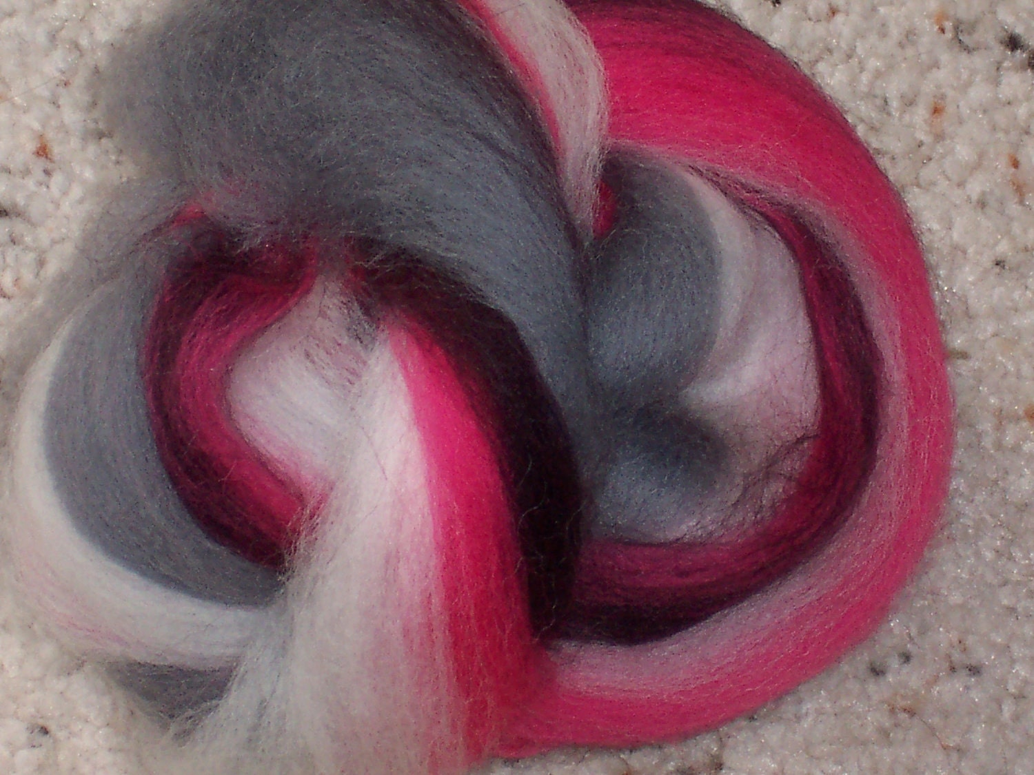PINK AGAIN blended Corriedale roving 4 oz