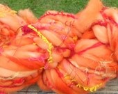 Handspun Yarn, Handspun Art Yarn, I'm On Fire, Super Bulky yarn, Wool Yarn,36yards, 3wpi