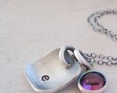 rustic hand stamped personalized initial necklace.. birthstone jewelry.. personalized hand stamped custom mothers necklace