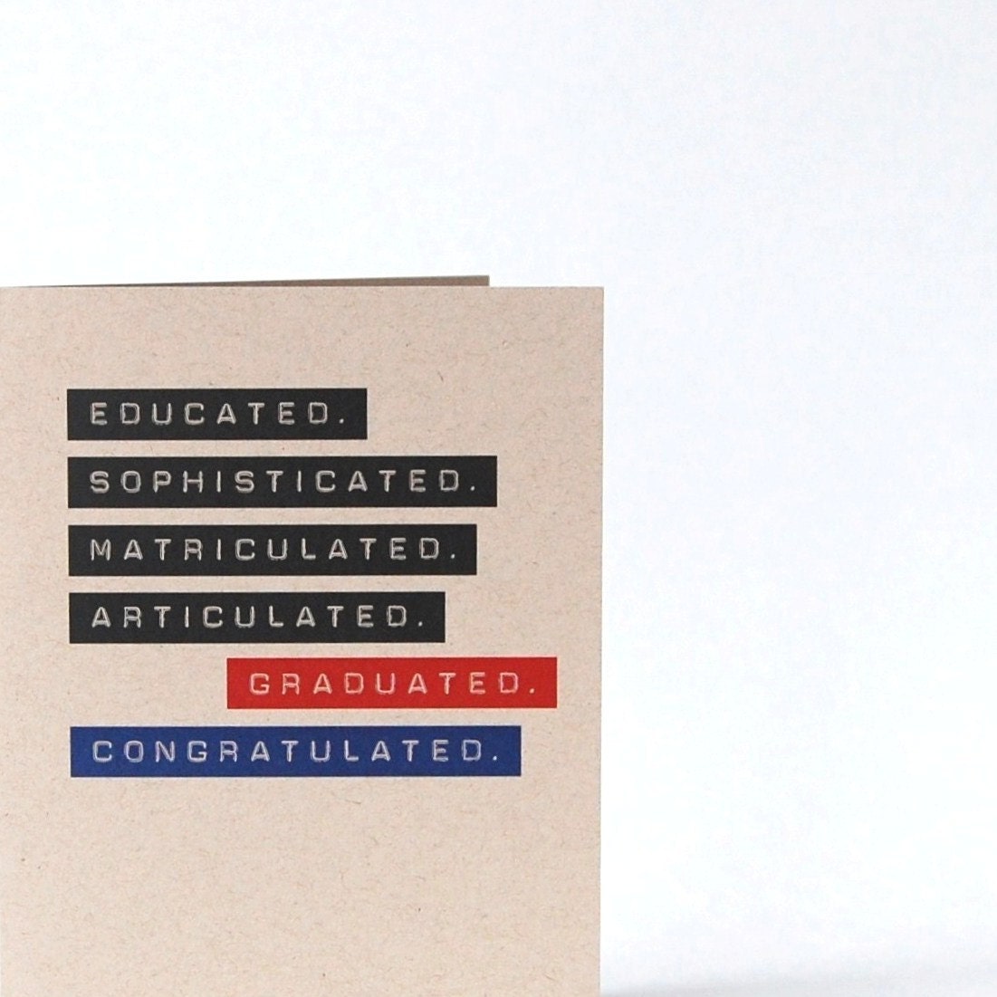 Graduation Card - Educated. Graduated. Congratulated. - Congratulations Graduate - College Graduation Greeting Card