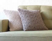 Rustic Natural Knitted Pillow / Cushion Cover /// Set of Two - KnitFrekkles Rustic Natural Knitted Pillow / Cushion Cover /// Set of Two - KnitFrekkles